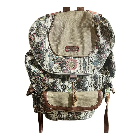 Sakroots Backpack Artist
Circle Drawstring Flap Floral
Canvas Boho Desert Owl - Picture 3 of 4